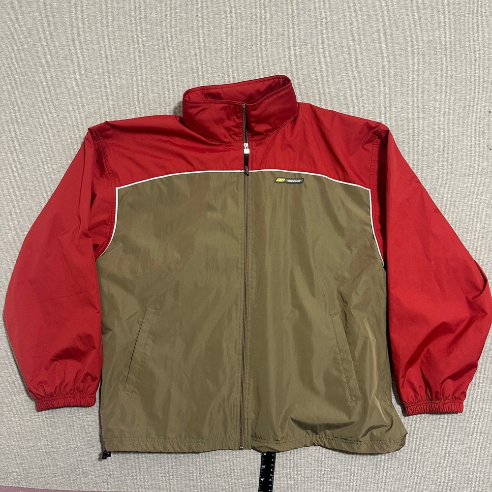 Reebok Vintage Y2K Colorblock Full Zip‎ Track Jacket Red Brown Mens Size Large